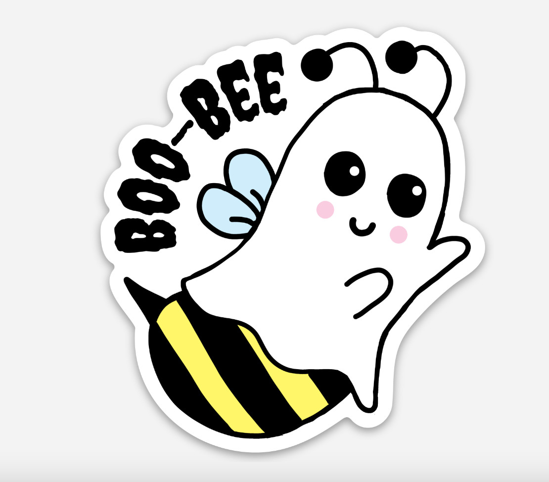 Boo Bee Halloween Spooky Bee Ghost Premium Vinyl Die Cut Sticker 2.73" x 3"