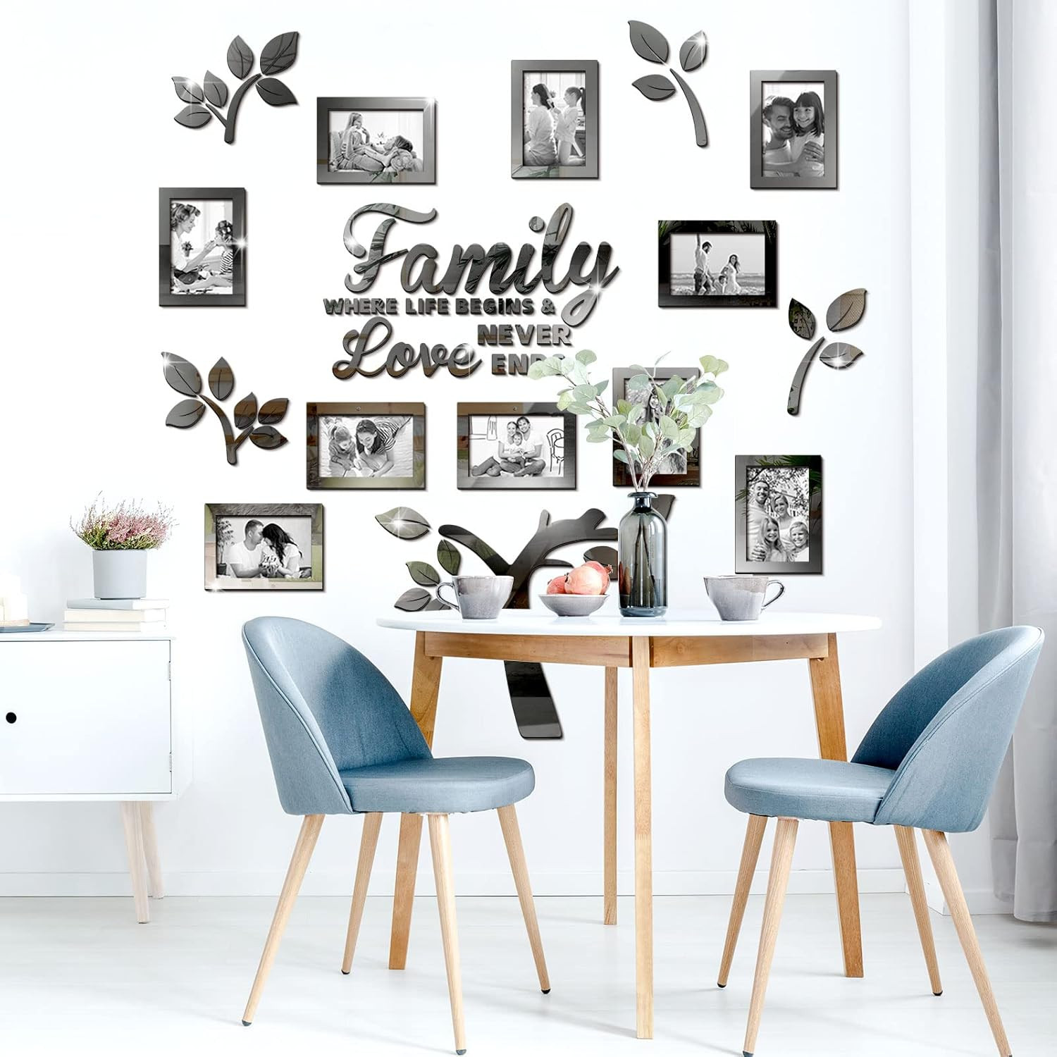 Family Tree Wall Decal Acrylic 3D DIY Mirror Sticker Photo Frames Removable Wall