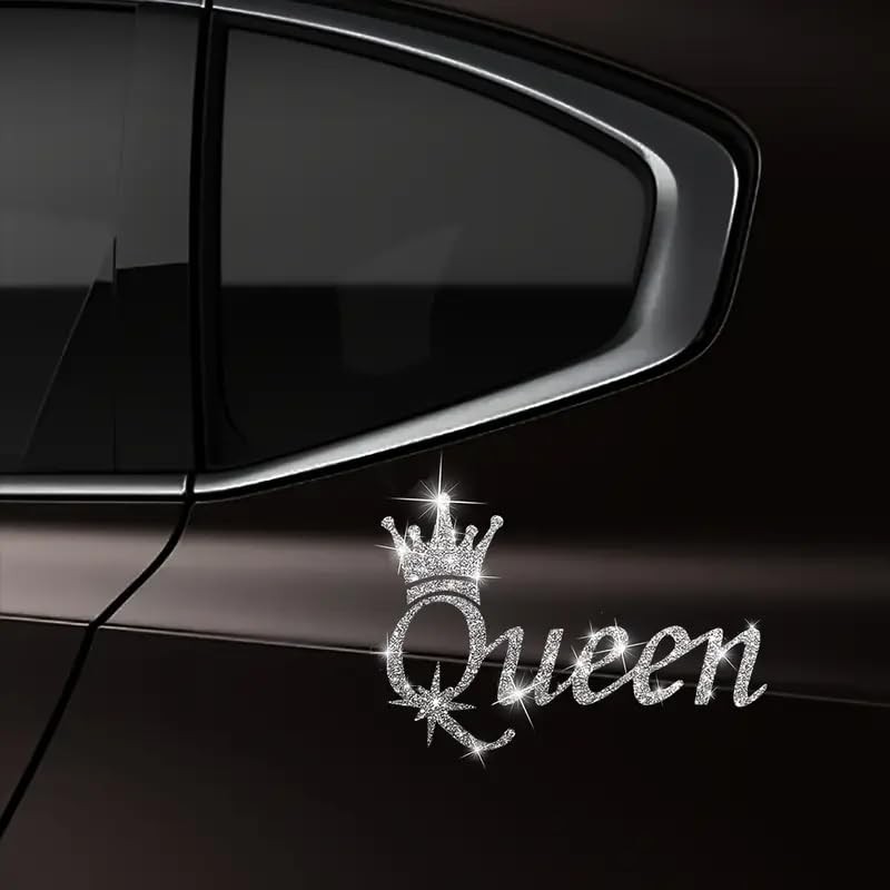 2PCS Sparkling Crown Queen Self-Adhesive PVC Rainbow Glittery Decal Sticker