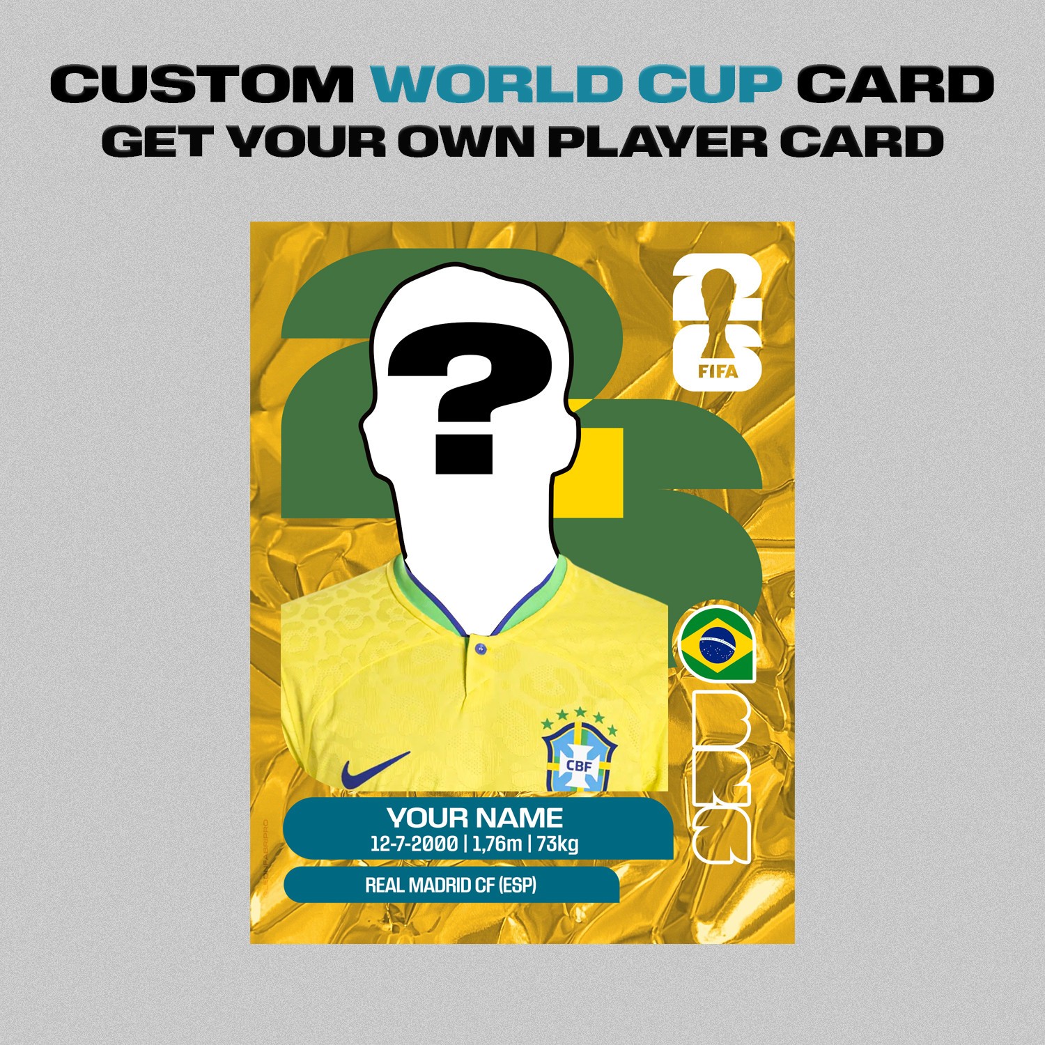 4 Custom World Cup 2026 Soccer Player Card Sticker Pack – Personalised Photo