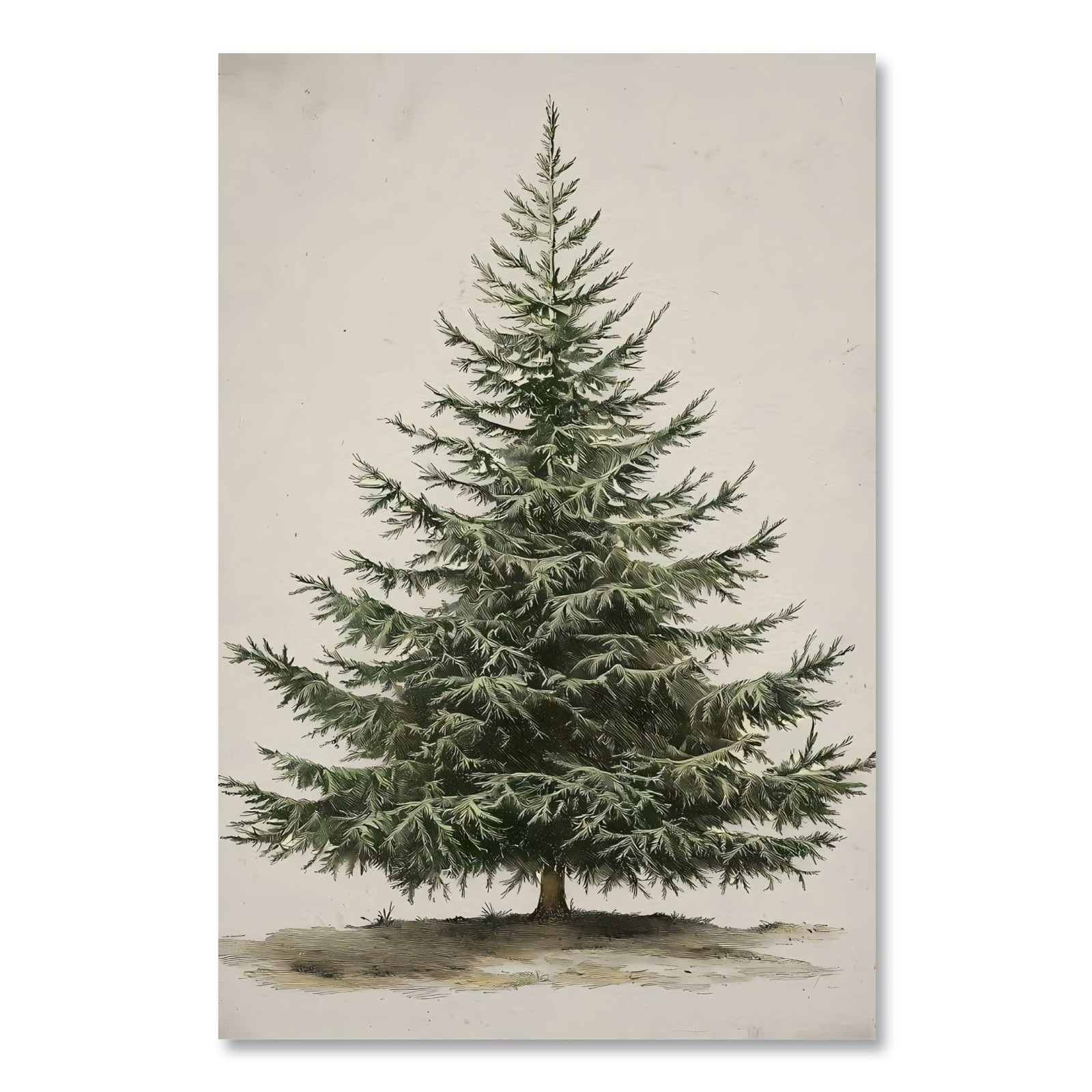 Yermidi Vintage Christmas Tree Wall Art Green Neutral Pine Tree Poster Rustic…