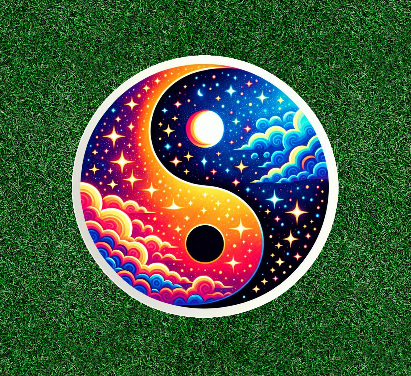 Beautiful Sky Yin Yang design 100% waterproof vinyl sticker decal – many sizes