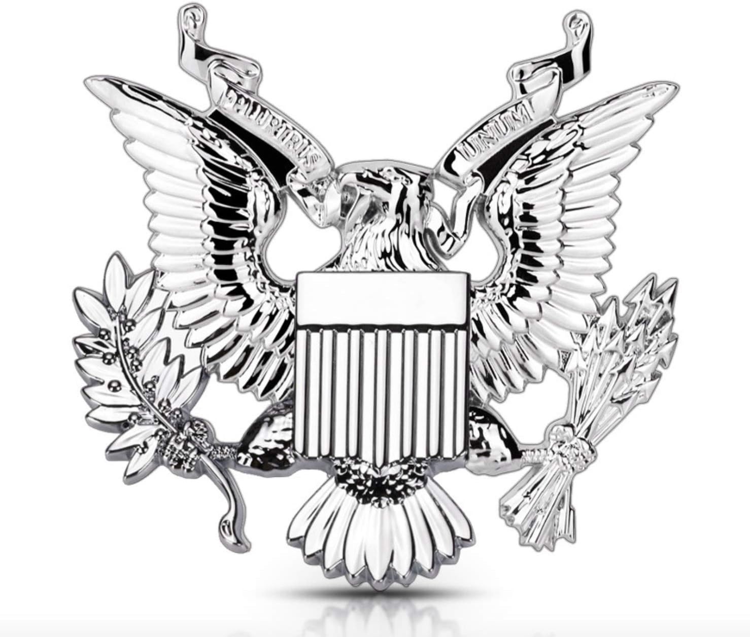 US Army Metal Car Emblem Sticker Decal – Silver Military Car Decal USA