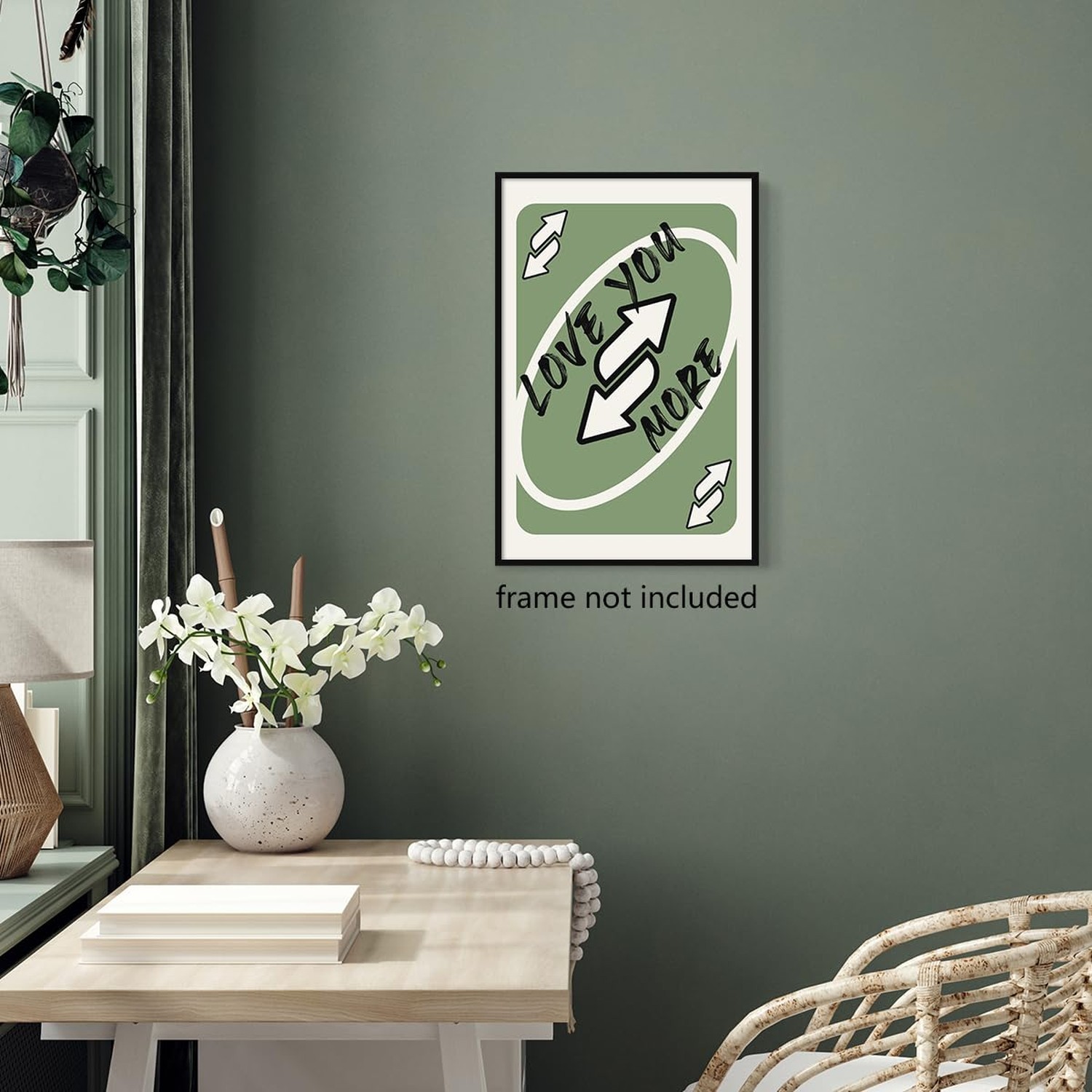 abrtolpffo Trendy Sage Green Canvas Wall Art, Love You More Quote Aesthetic P…