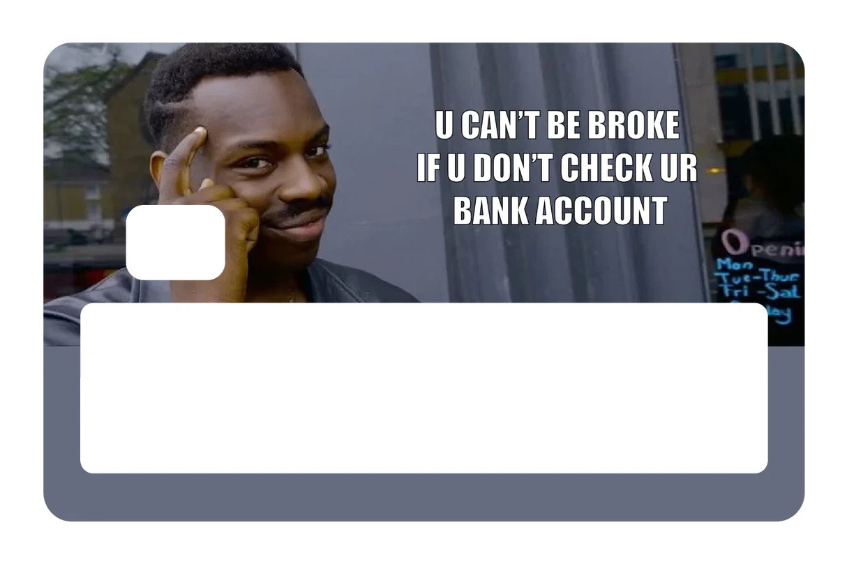 "Can't Be Broke" Card Skin 4 Pack Money Stack Financial Humor Novelty Decal