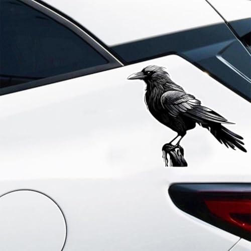 2pcs Black Crow Car Stickers, 5.12"x4.33", Waterproof Vinyl Decal, Exterior