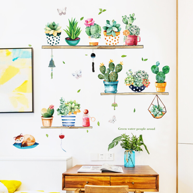 Removable Vinyl Wall Decal succulents Sticker Art Home living Room DIY Decor