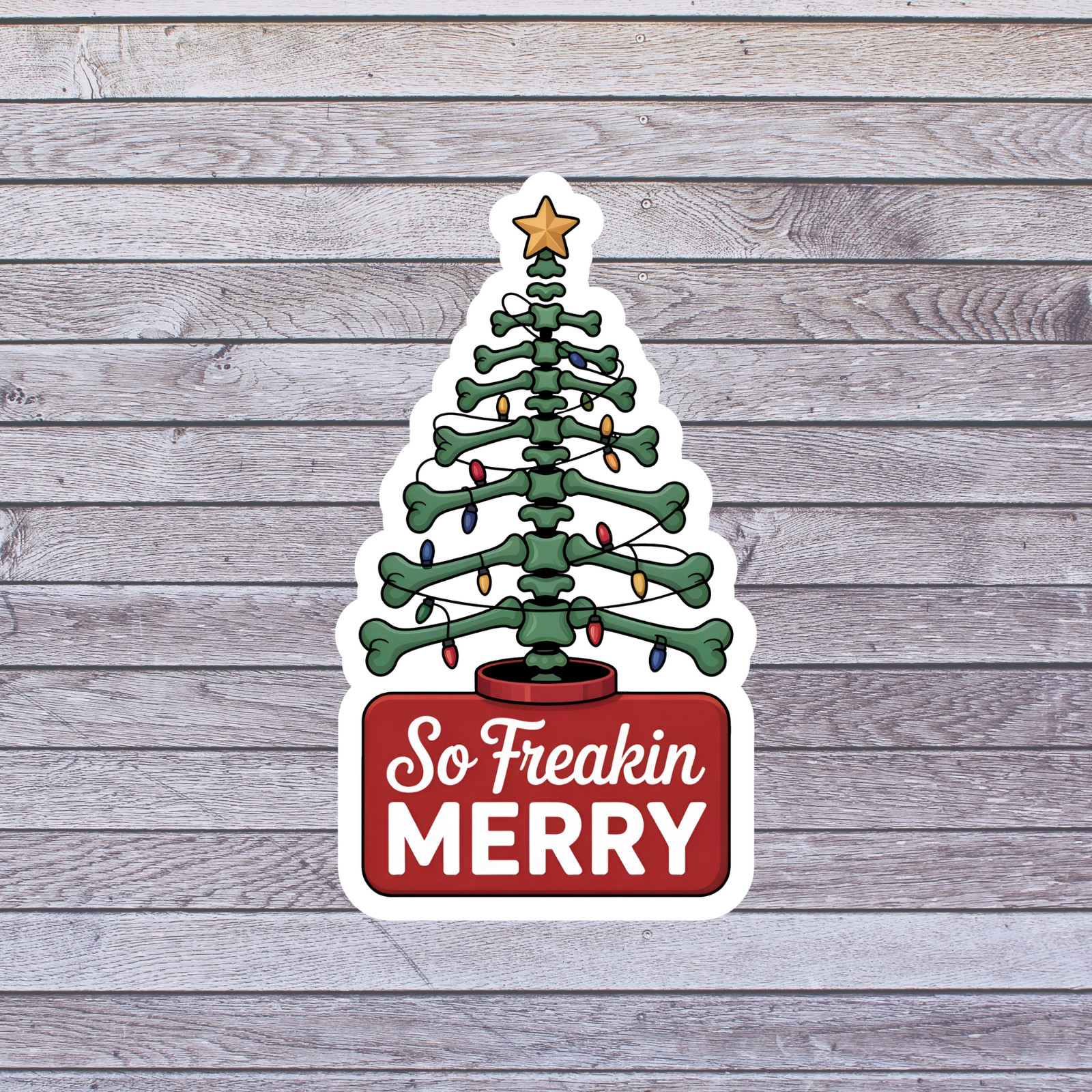 Christmas Sticker Vinyl Decal Funny Tree So Freakin Merry Sarcastic Holiday