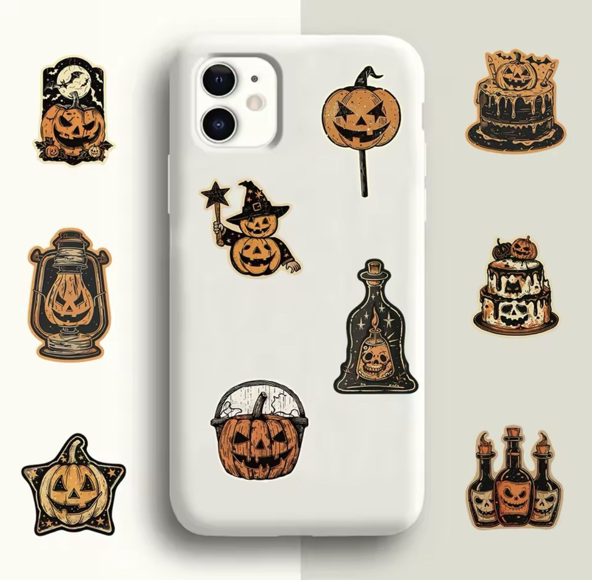 Halloween Spooky 50pk Stickers Orange And Black Jack O Lantern Scary Stickers