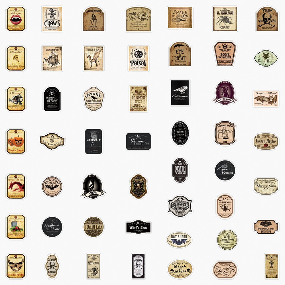 200pcs SPIRITUAL Stickers Pack, Crystal Potion Gothic Stickers, #050112139