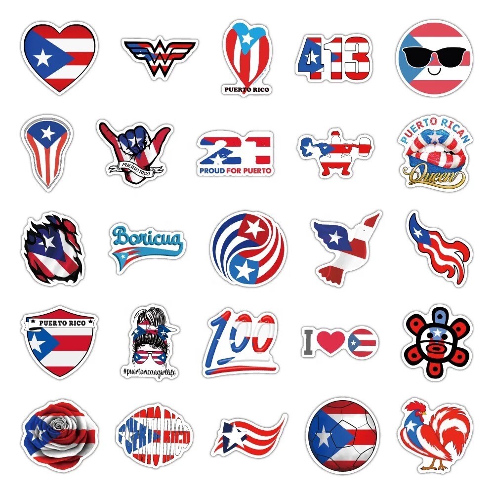 50 PCS Puerto Rico Stickers Car Truck Decals Laptop PR 413 Pride Free Shipping