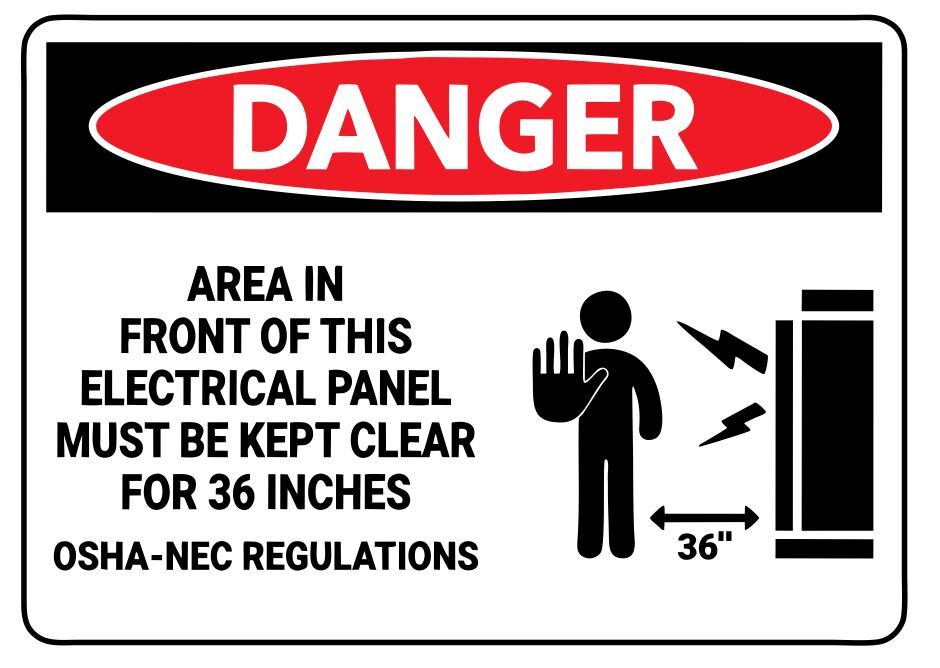 Electrical Panel Keep Clear Safety Sign Sticker Decal Label D7388