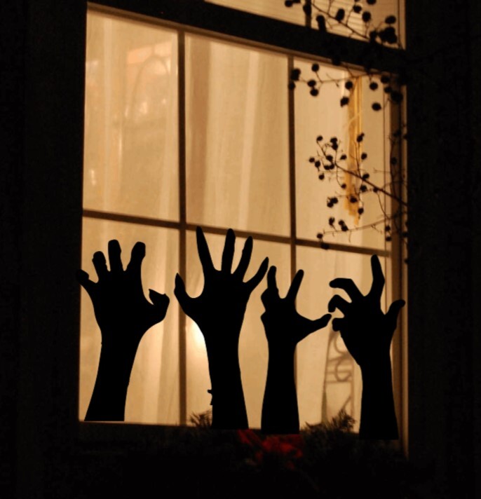 Zombie Arms Decal – Full Set of six Removeable Permanent Decal Cling Halloween