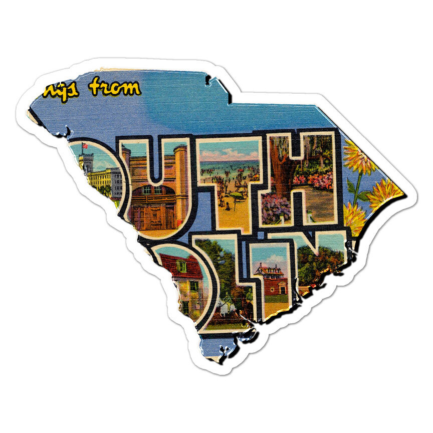 South Carolina Vintage Map, Vinyl Decal Sticker, Indoor Outdoor, 3 Sizes, #8887