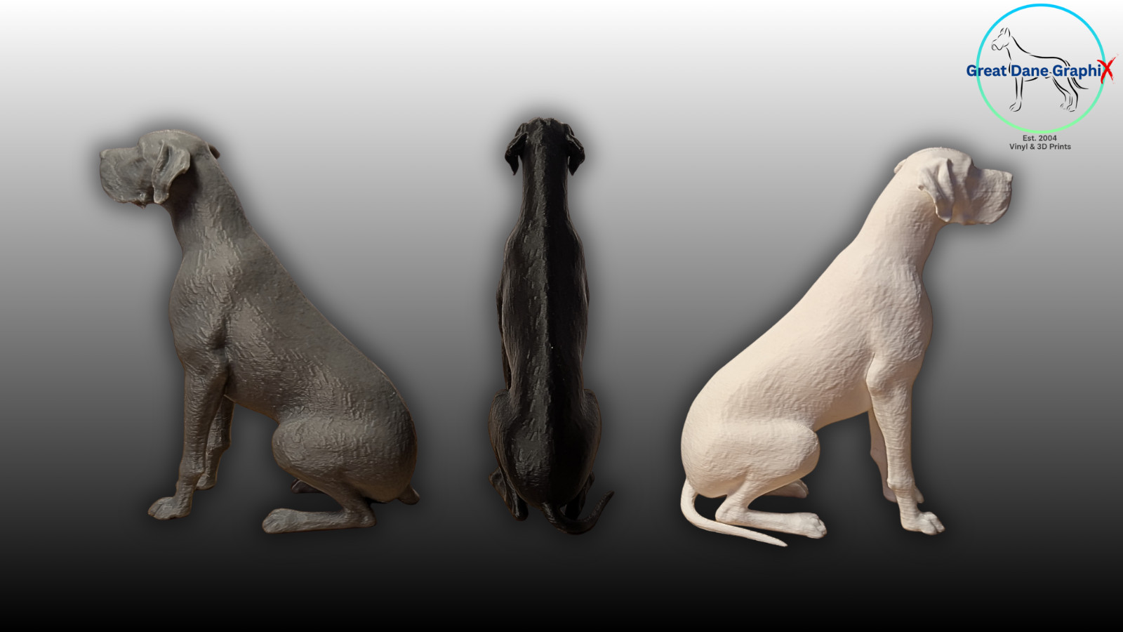 Great Dane Figure & Decal Set – 3D Printed – Paintable DIY Dog Art Combo Set