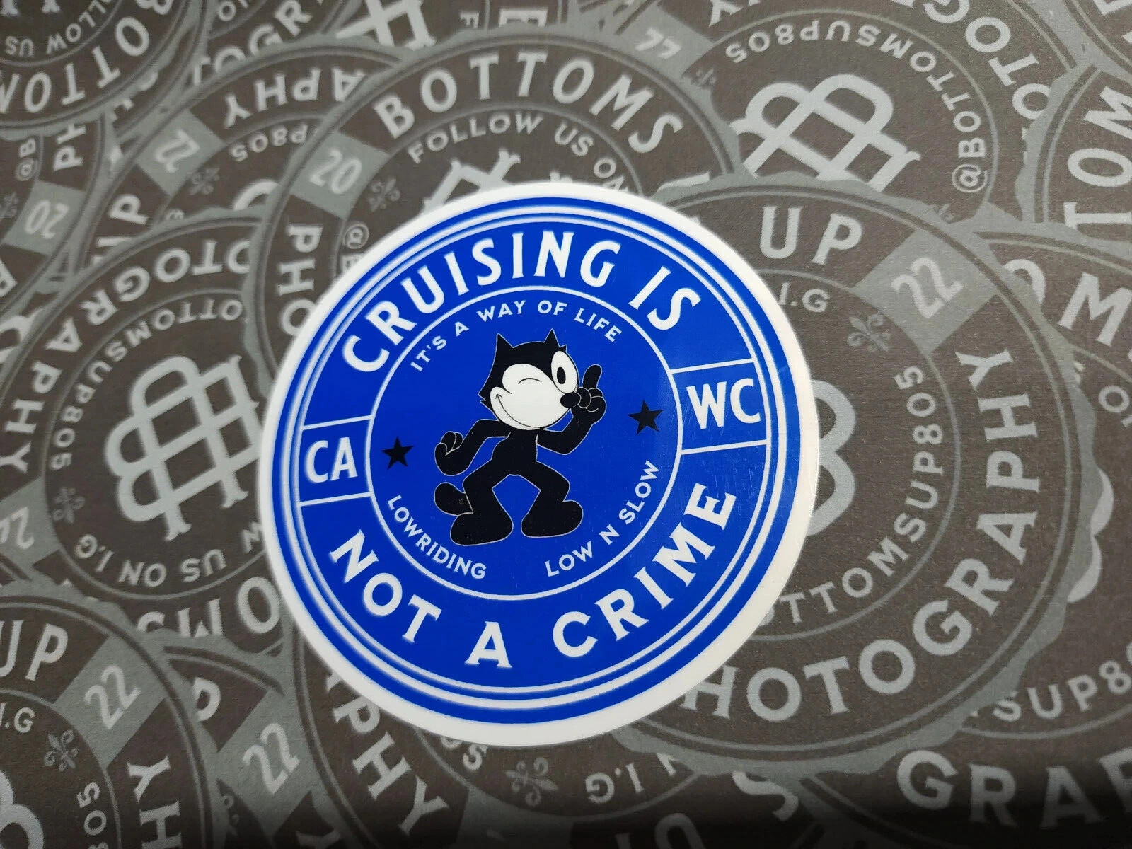 Cruising is not a Crime 3" Circle Felix the Cat