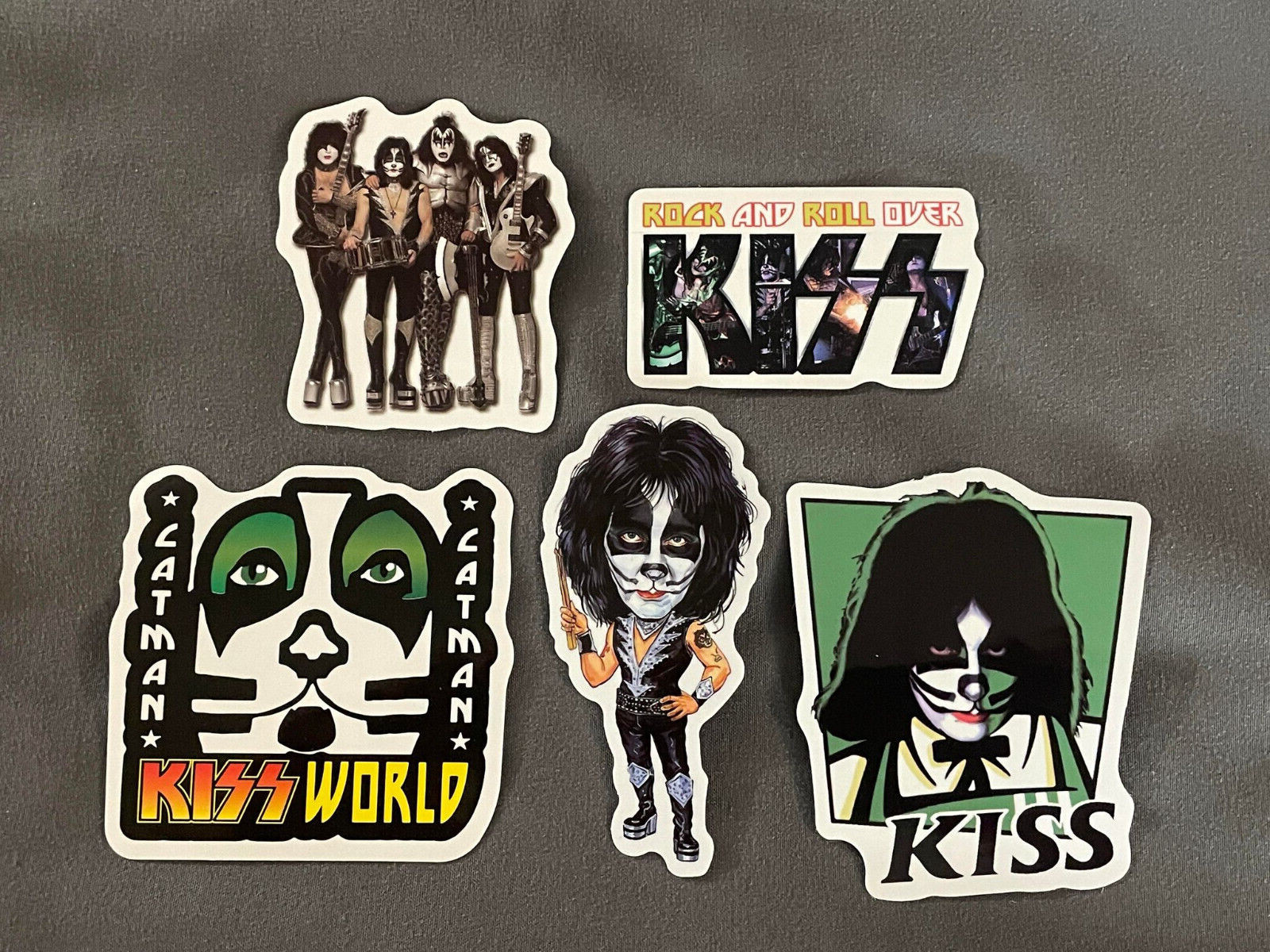Lot (5) KISS 1 1/2" to 3" Band Logo STICKERS Fast! FREE SHIP! CATMAN Peter Ace
