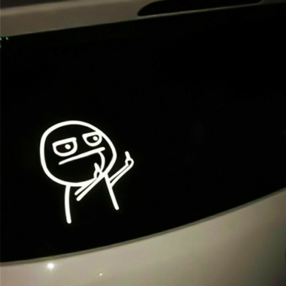 2PCS Center Cartoon Reflective Finger Vinyl Car Stickers Motorcycle Decal