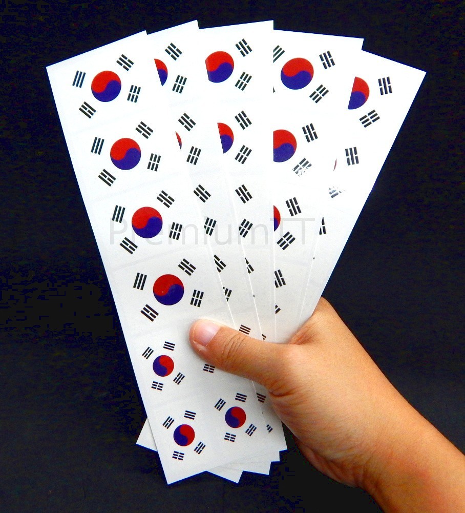 40 Removable Stickers: South Korean Flag, Korea Party Favors, Decals
