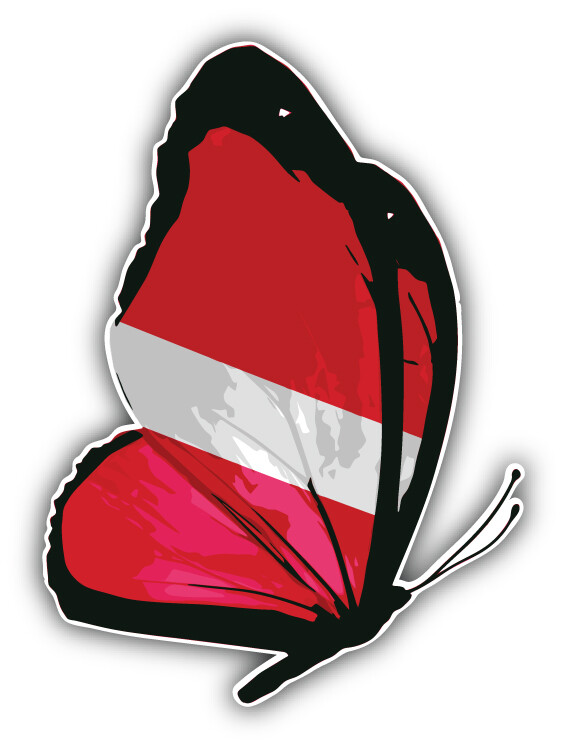 Latvia Flag Butterfly Car Bumper Sticker Decal