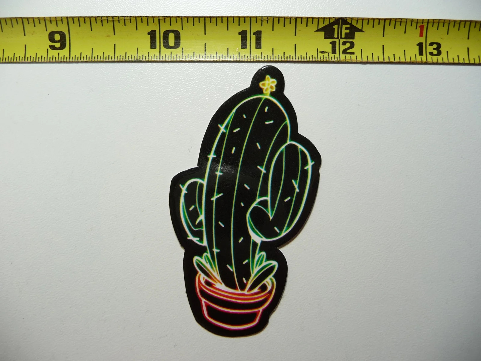 HOWDY CACTUS FLOWER HAT NEON STYLE SMALL STICKER DECAL COLORFUL FUNNY