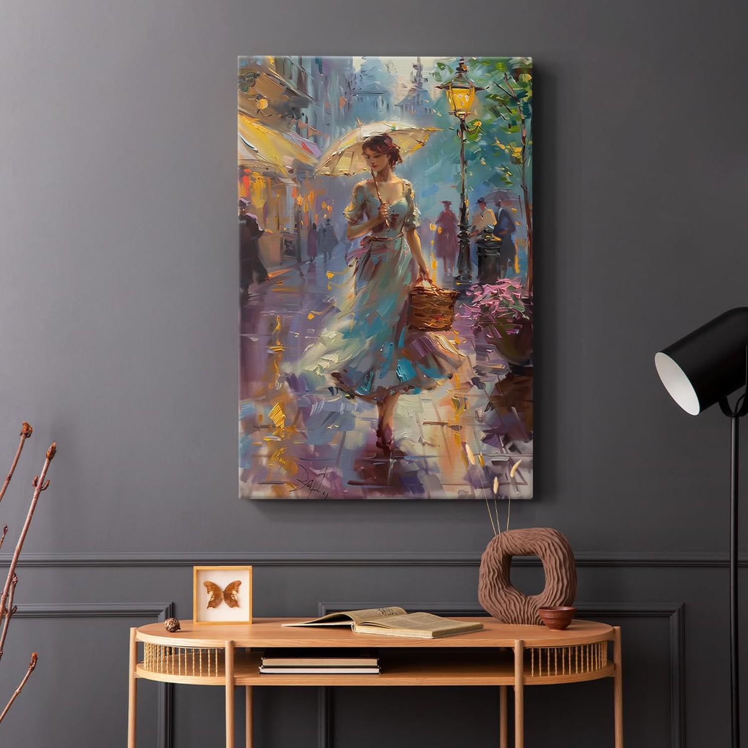 Renditions Gallery Wall Art Paintings for Home Woman walking with Parasol in …