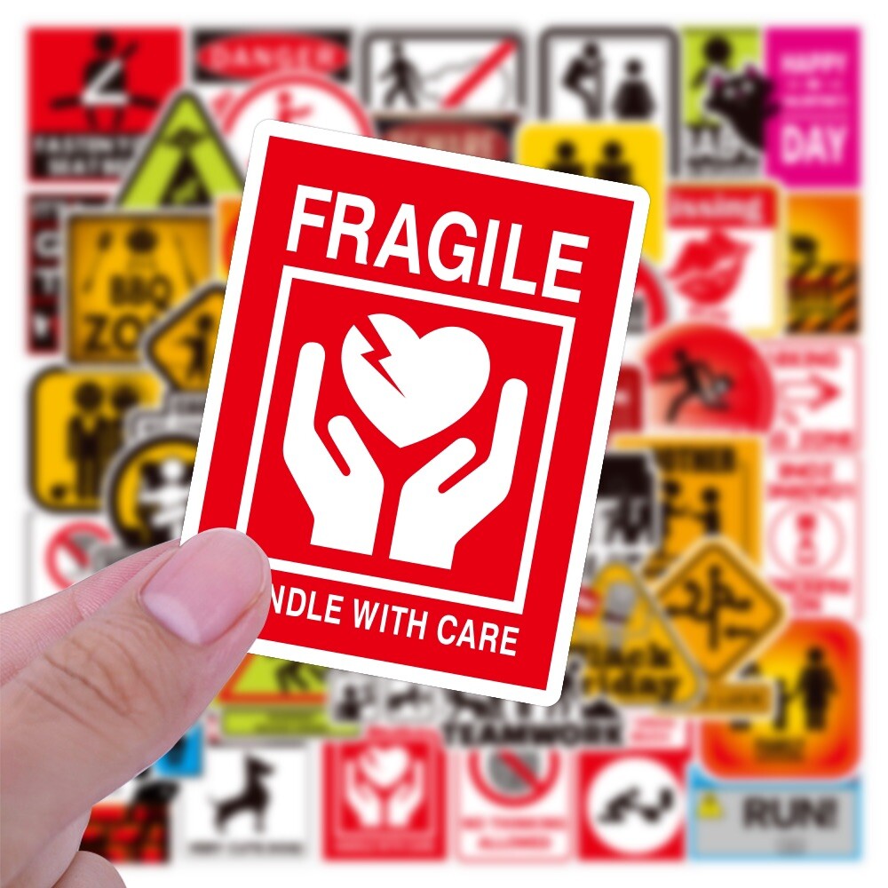 10 Random Funny Warning Sign Stickers Comic Decals Laptop Hydro Free Shipping!