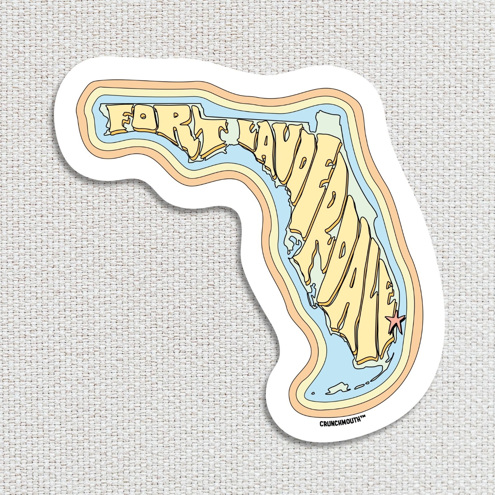 Fort Lauderdale Sticker, Retro Florida State Outline, Waterproof Travel Decal