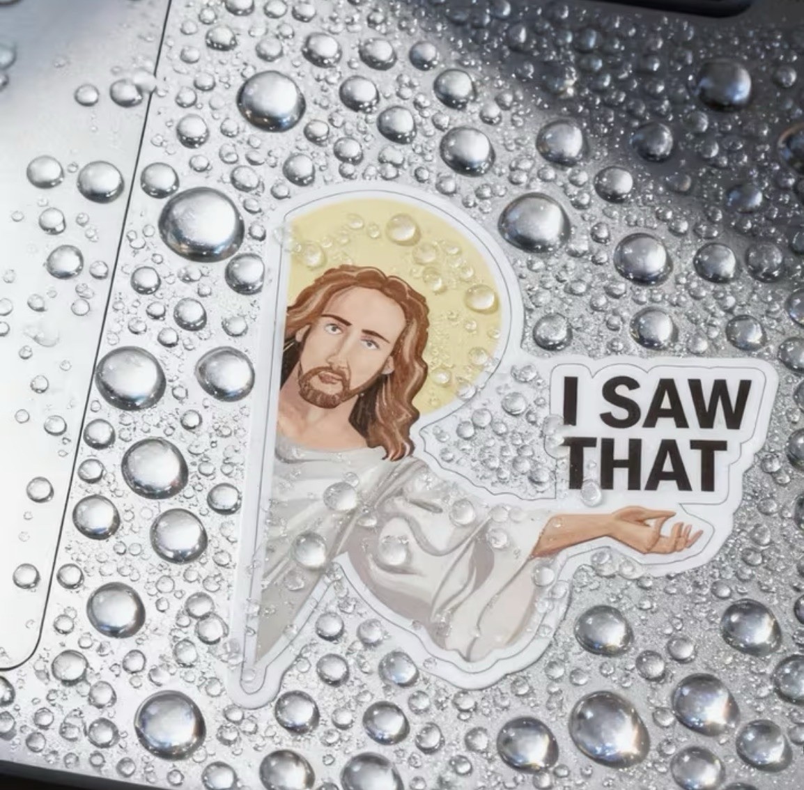 2 PACK – I SAW THAT Jesus God Funny Prank Humor 2.5” Decal Sticker Set Lot