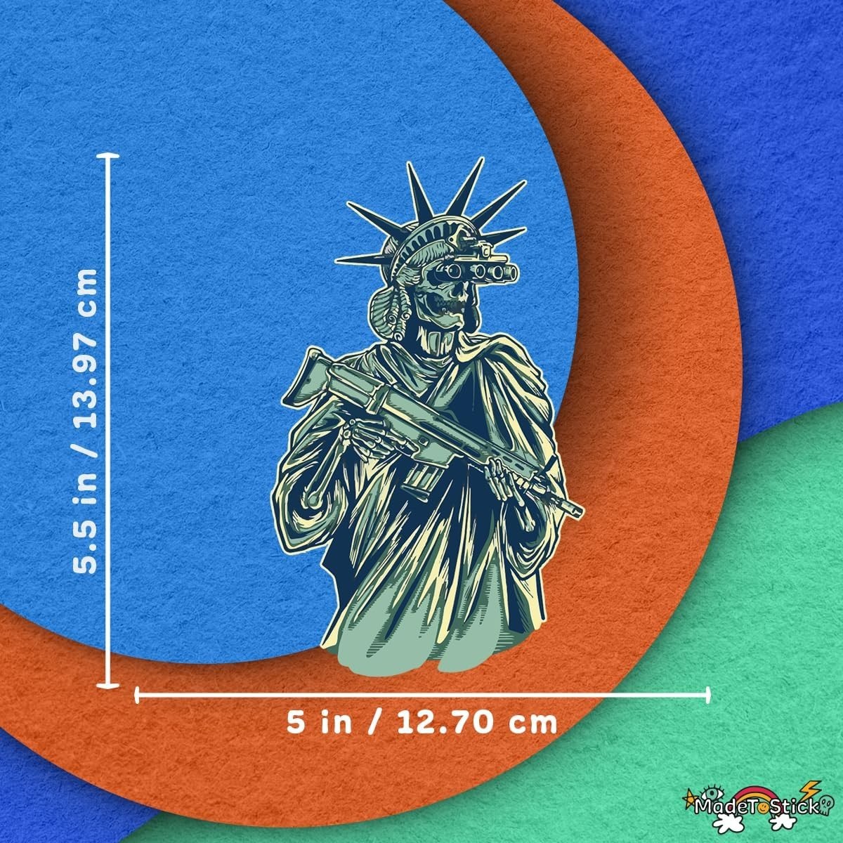 Statue of Liberty Skull Tactical Rifle Patriotic Military 2-Pack Decal 5.5"x5"