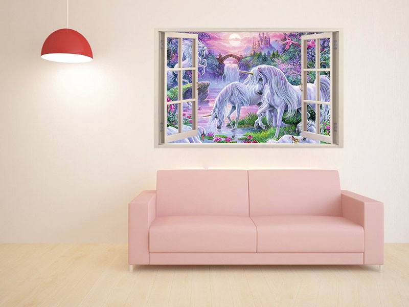 FULL COLOUR Unicorn Wall Art, Modern Transfer, PVC Decal, 3D Window, Sticker