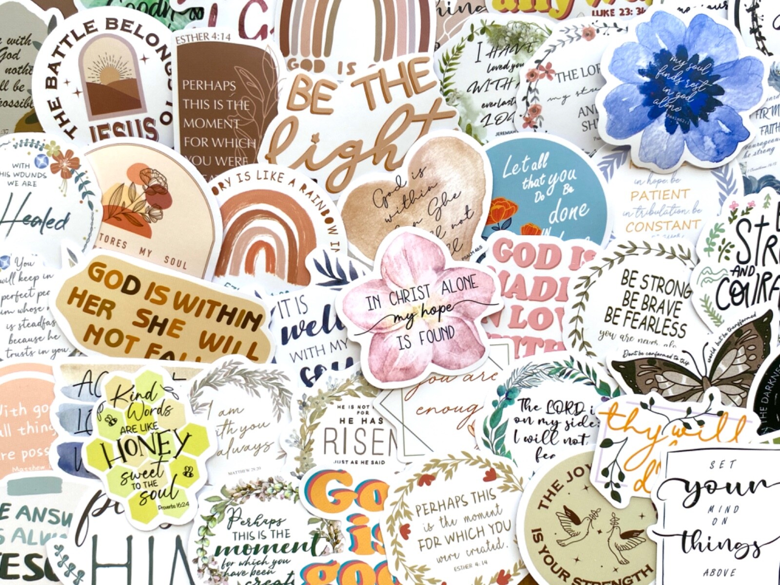 5-50 pcs Bible Verse Stickers, Jesus Christian Phrase Boho Phone Laptop Decals