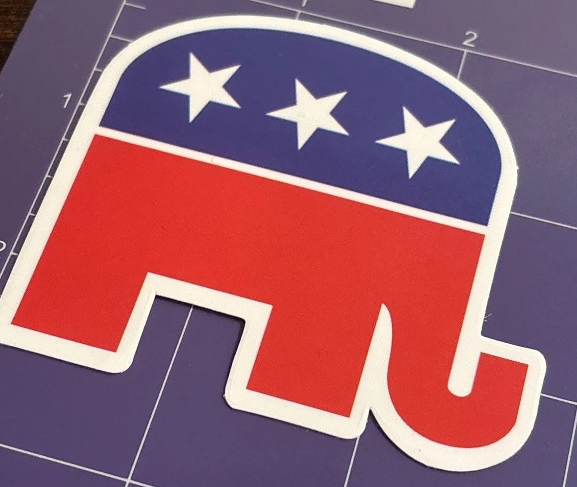 Republican Party Elephant Vinyl Sticker Decal Red White Blue GOP #B06