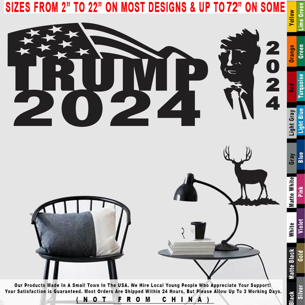 – Trump Half Flag Stars Left 2024 Make America Great Again Republican Sticker