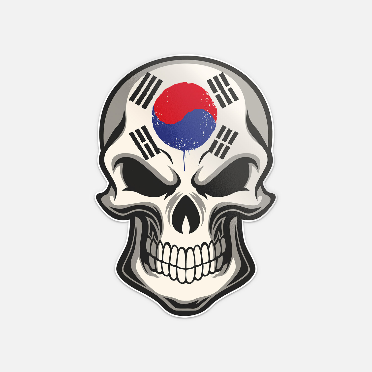South Korea Flag Skull Vinyl Sticker Decal