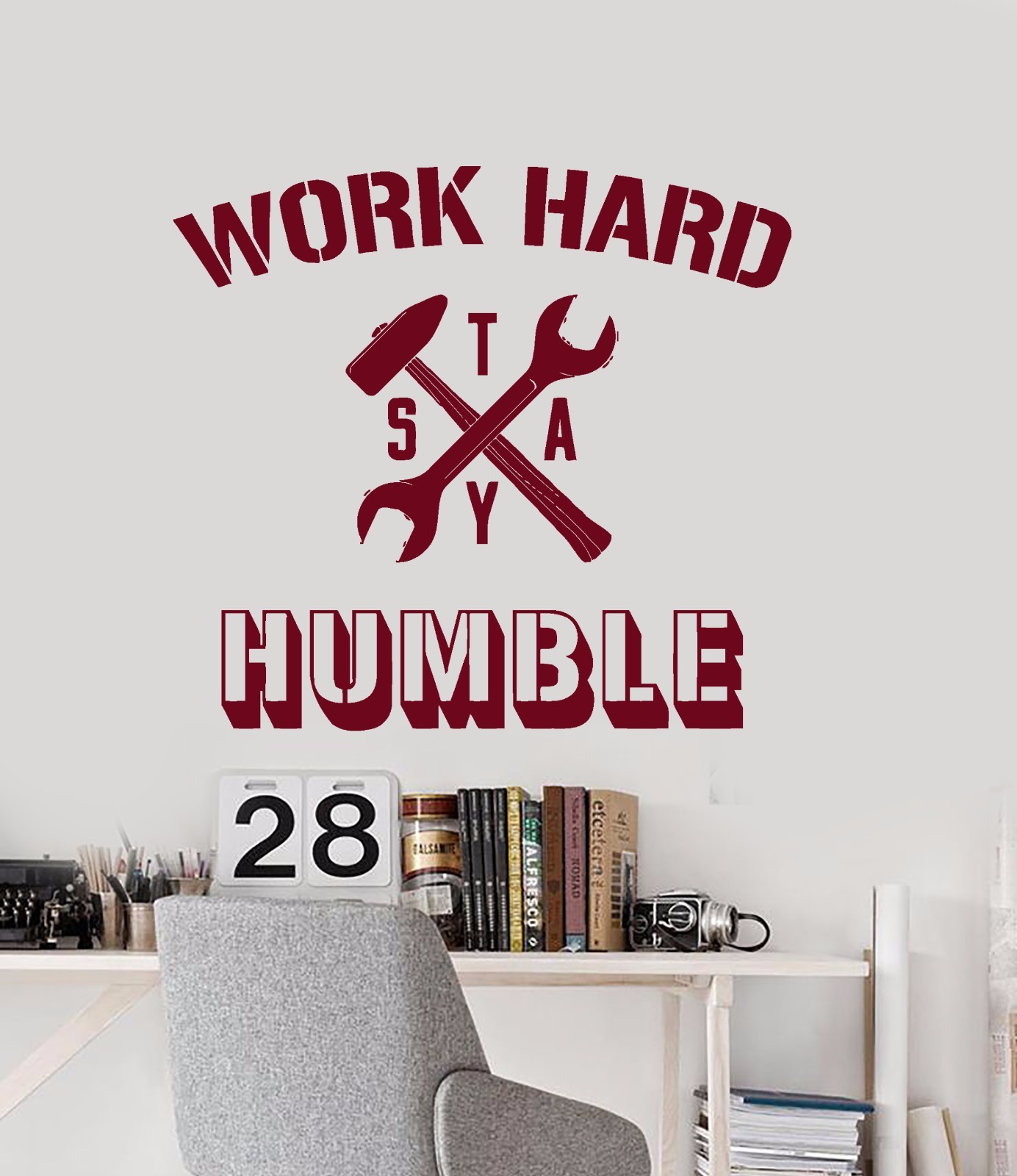 Wall Vinyl Decal Quotes Words Phrase Office Work Hard Stay Humble z3953