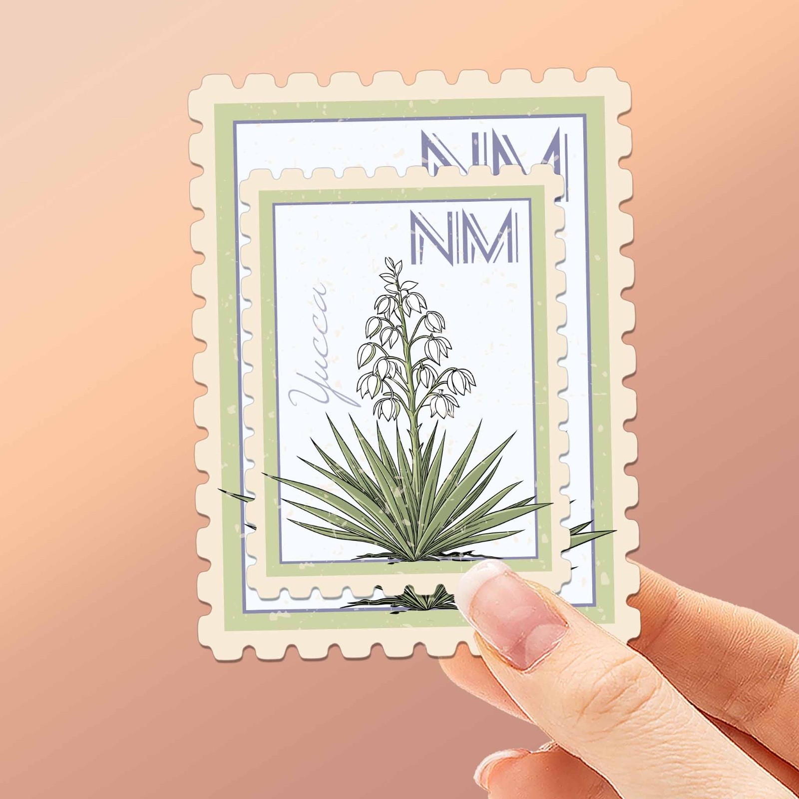 New Mexico State Flower Yucca Sticker – NM Vintage Stamp Decal for Laptop