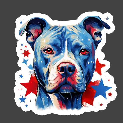 Pit Bull Sticker Vinyl Decal Patriotic Red White Blue Dog Portrait