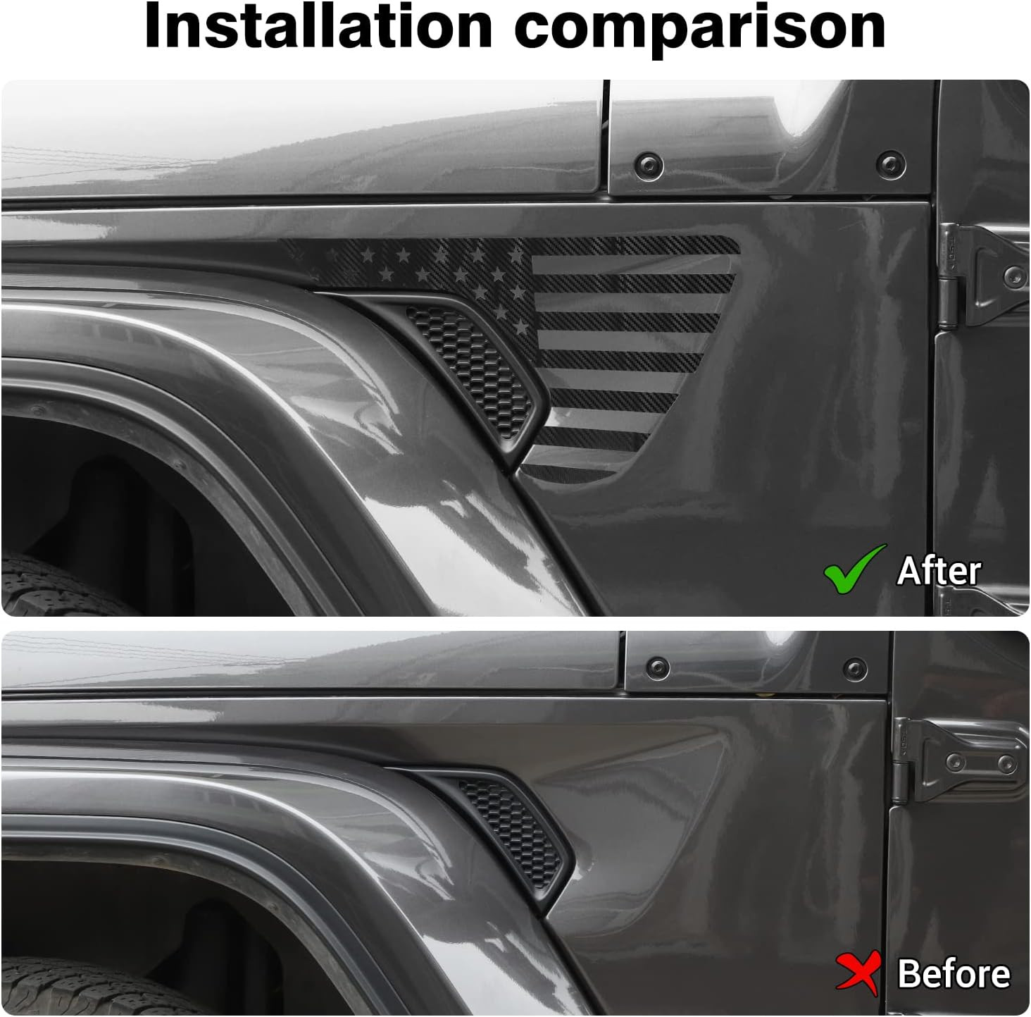American Flag Decals Side Fender Vinyl USA Flag Stickers Exterior For Jeep Wrang