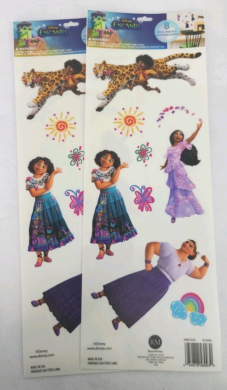 Set of 2 Disney Encanto 8 Decals Removeable Repositionable Wall Decor NIP