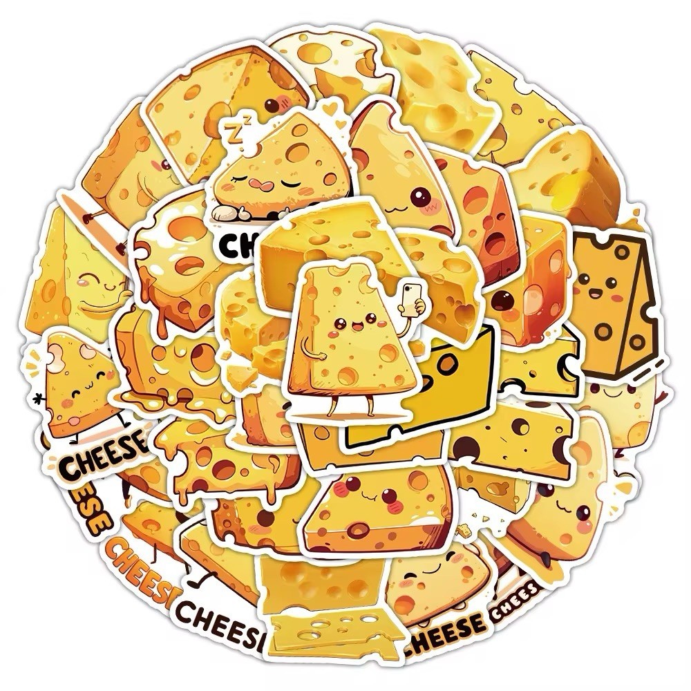 54 Pack Cartoon Cheese Sticker Sheets Food Decal Laptop Hydro Yeti Free Shipping