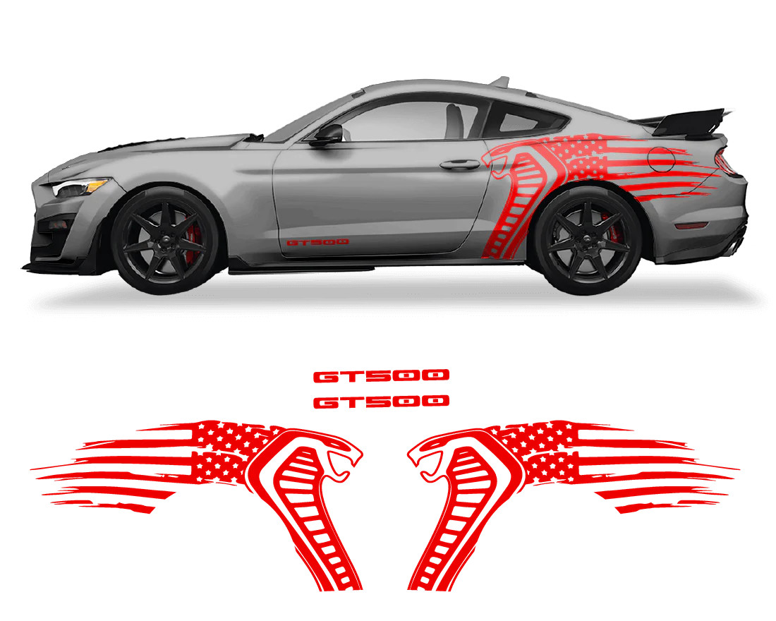 Aftermarket Ford Mustang Cobra USA Flag GT500 Graphics
