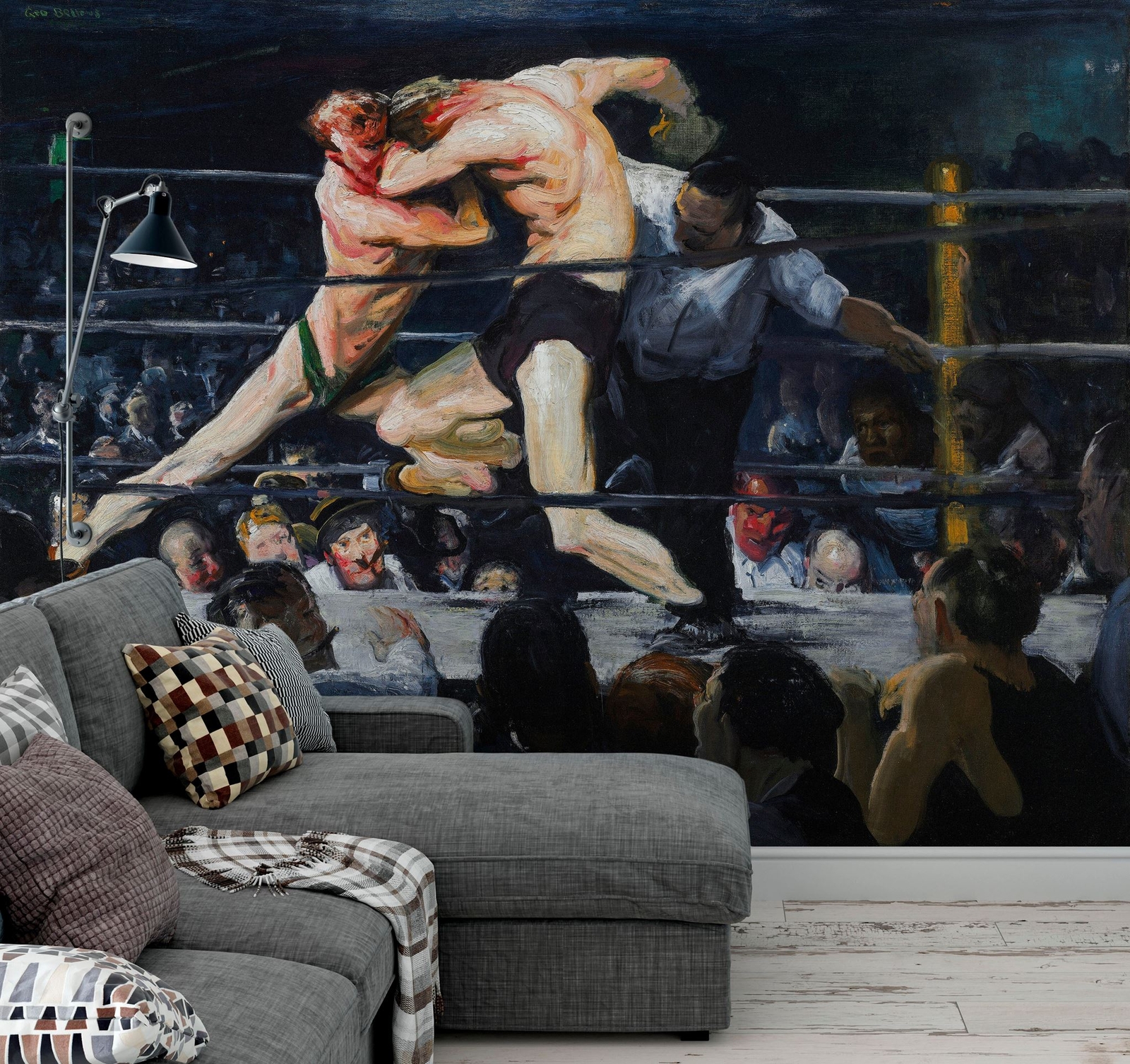 Boxing Match Painting Artwork Wall Mural. Stag at Sharkey's (1909) painting by G