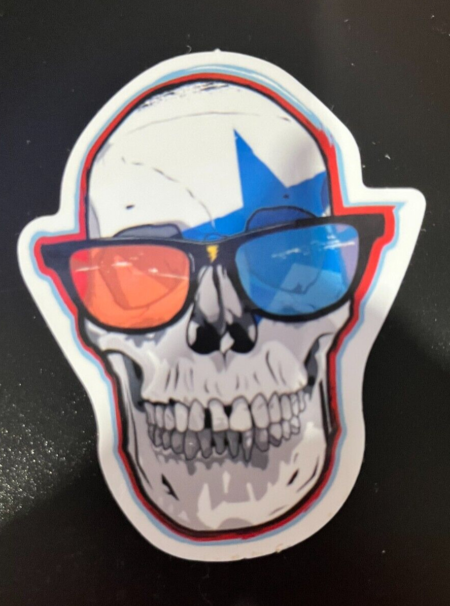 Star Skull With 3D Glasses On – PVC Vinyl Decal Sticker Skater Spitfire Bike