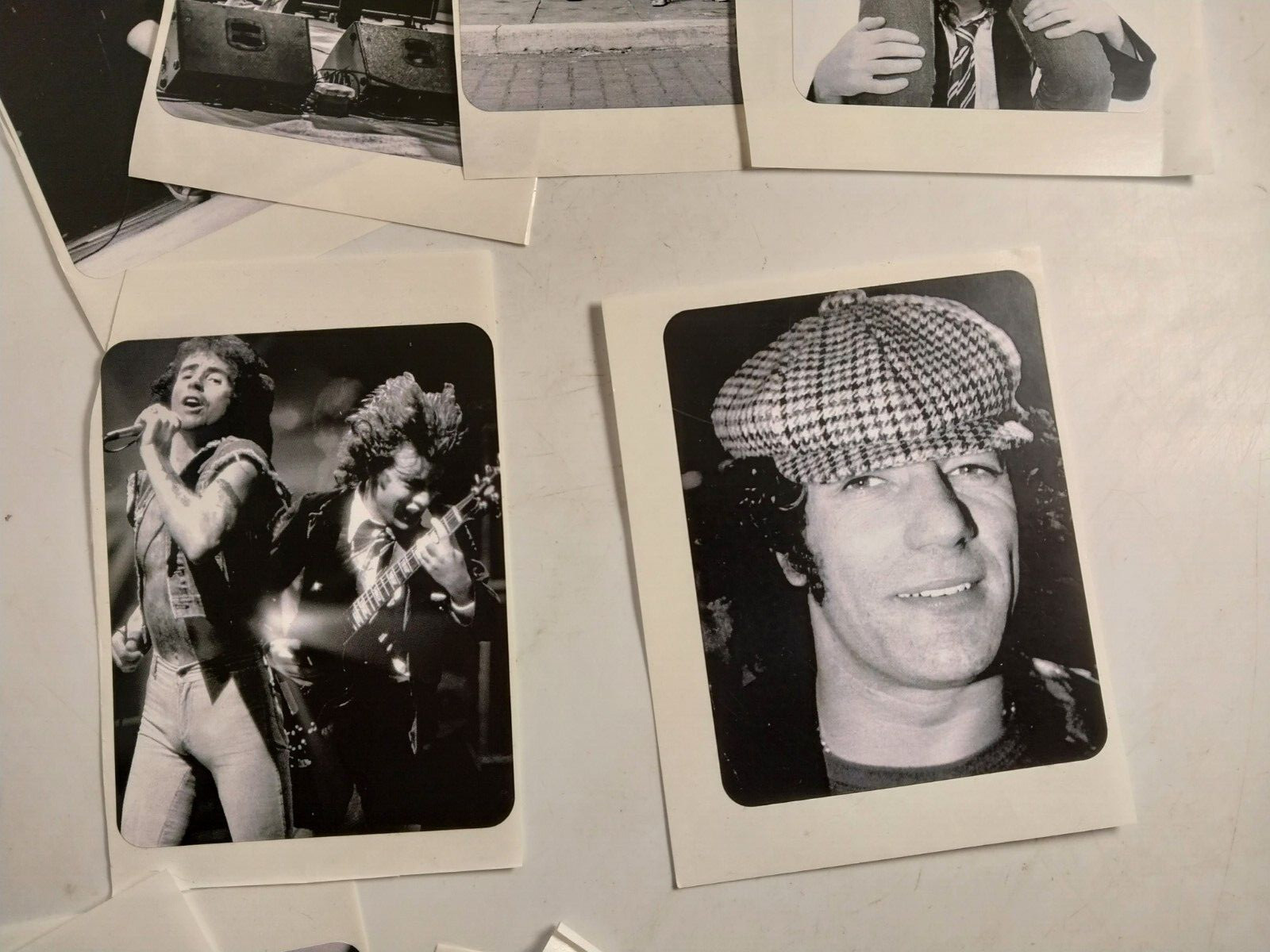 AC/DC 10 Stickers Lot B&W Photos Classic Rock Band ACDC Angus Young Malcom Phil