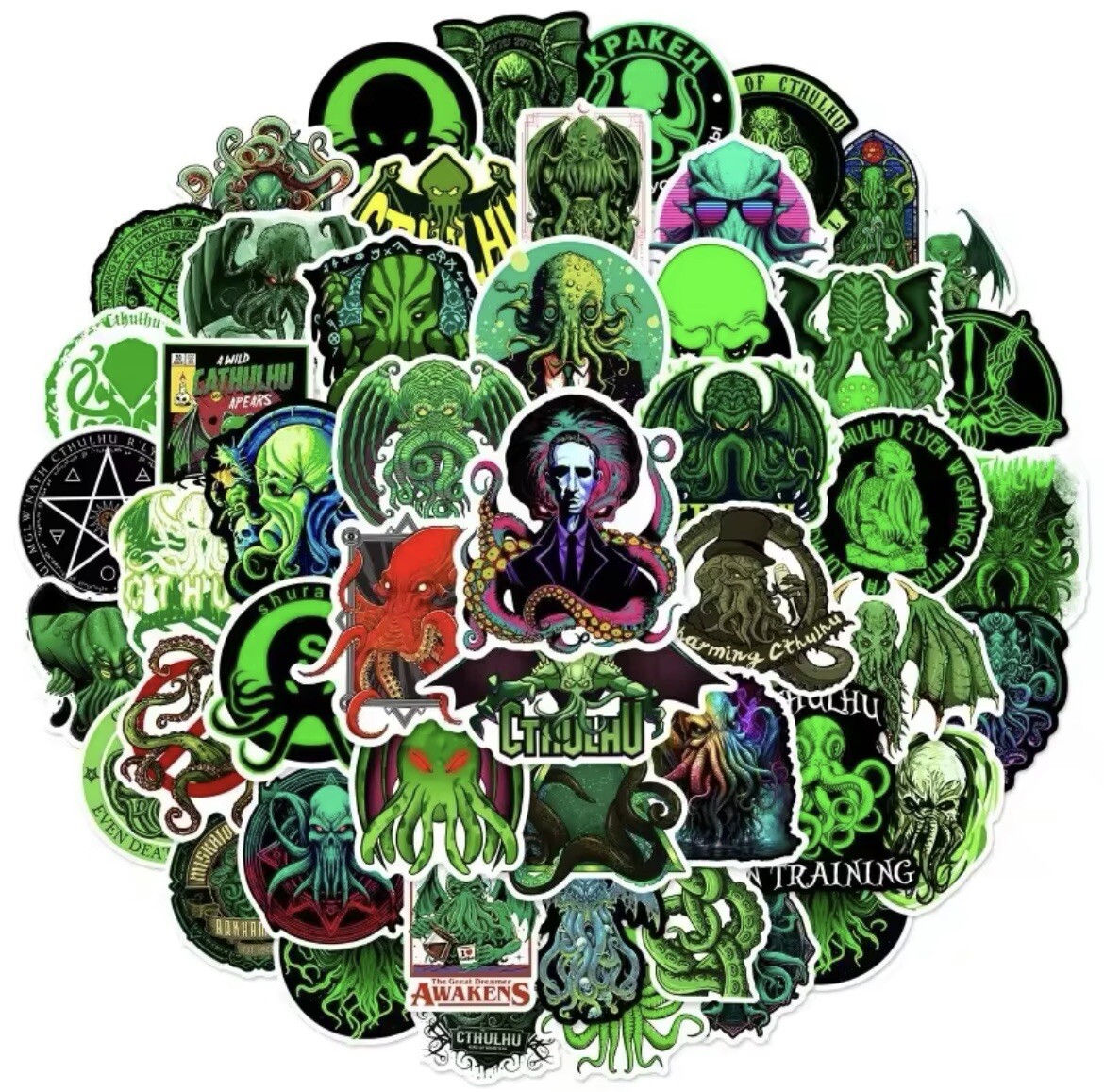 Cthulhu Sticker Style 50pk Mixed Cthulhu Cartoon Themed Random Funny Stickers