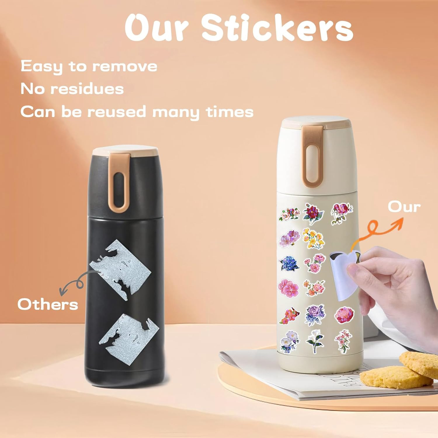 200 Pcs Flower Stickers Cute Floral Sticker for Adults Flowers Aesthetic Vinyl W