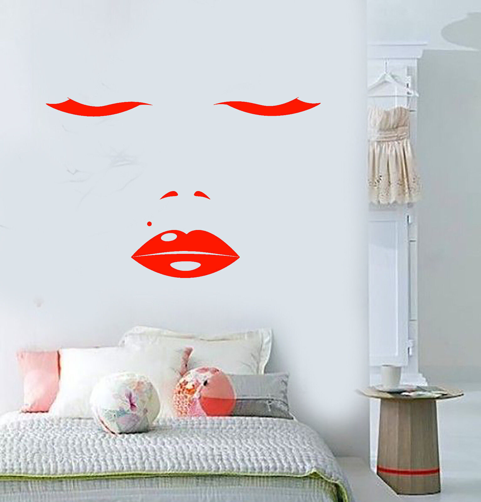 Vinyl Wall Decal Sexy Girl Face Eyelashes Lips Beauty Spot Stickers (1595ig)