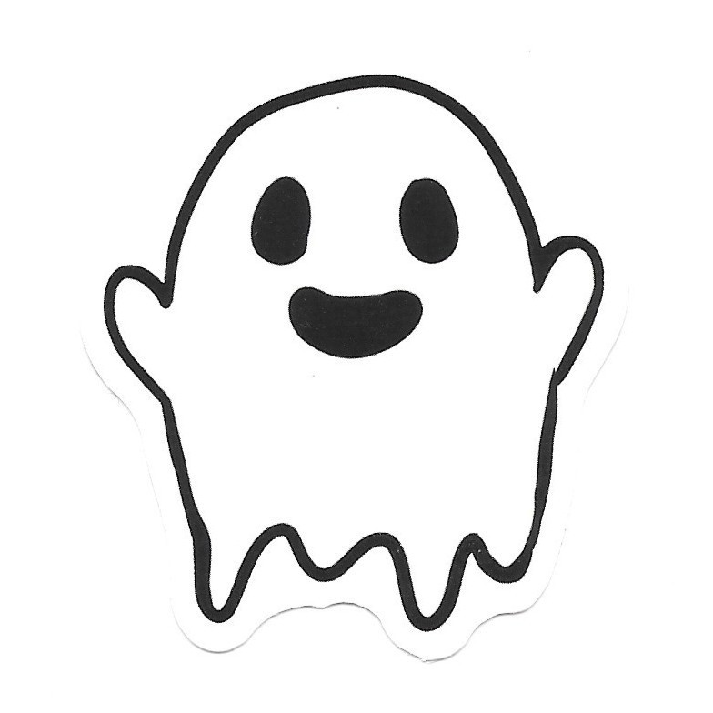 Happy Ghost Vinyl Sticker – Hands Up Smile Die Cut Durable Ready to Ship