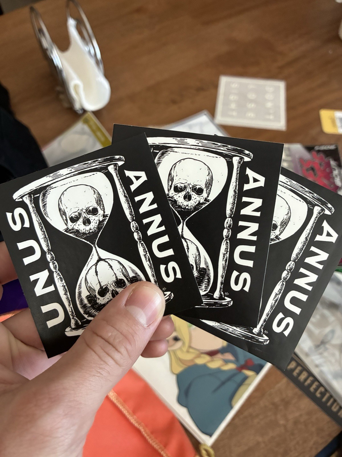 Annus Skull Hourglass Black Vinyl Stickers Set of 3 Skulls & Bones